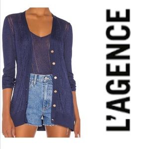 L'AGENCE Navy Blue Cardigan